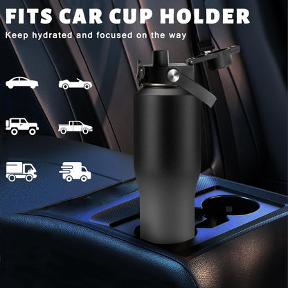 32 oz Stainless Steel Water Bottle with Straw - Spout Lid, Carrier Bag, Keep Cold-48H & Hot-24H Vacuum Insulated Flask Water Bottles Fits in Car Cup Holder, Bike, Coffee Travel Mug