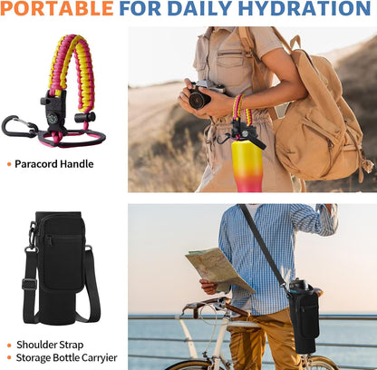 32 oz Stainless Steel Water Bottle with Straw - Spout Lid, Carrier Bag, Keep Cold-48H & Hot-24H Vacuum Insulated Flask Water Bottles Fits in Car Cup Holder, Bike, Coffee Travel Mug