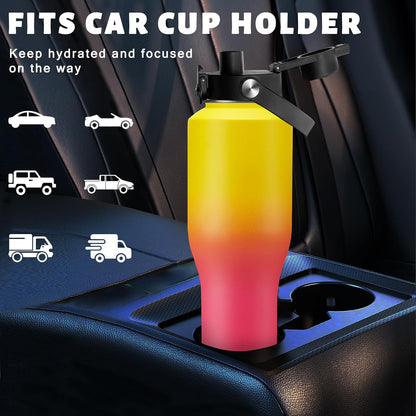 32 oz Stainless Steel Water Bottle with Straw - Spout Lid, Carrier Bag, Keep Cold-48H & Hot-24H Vacuum Insulated Flask Water Bottles Fits in Car Cup Holder, Bike, Coffee Travel Mug