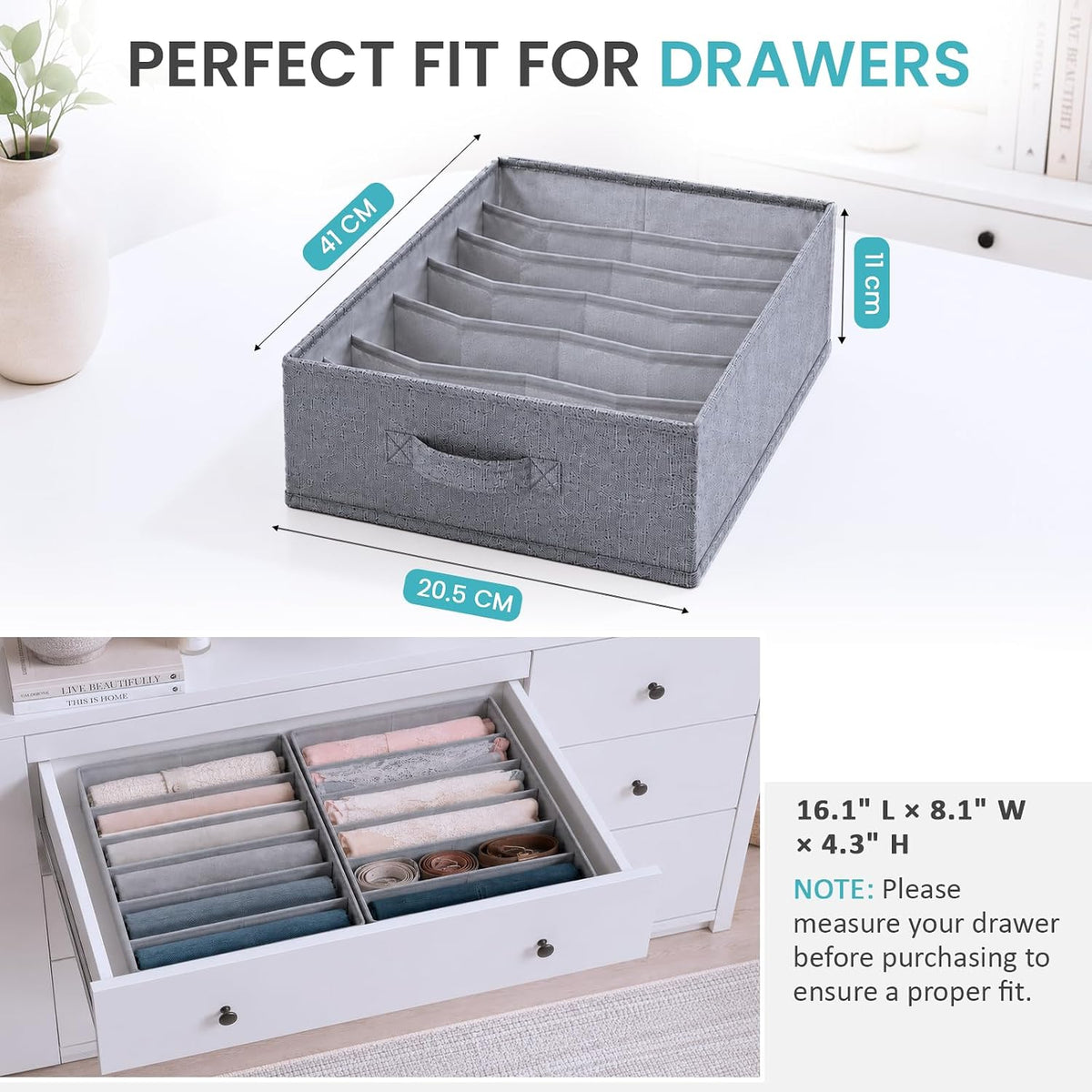 Drawer Organizer for Pax 100 Furniture, 4 Pack Fabric Closet Baskets