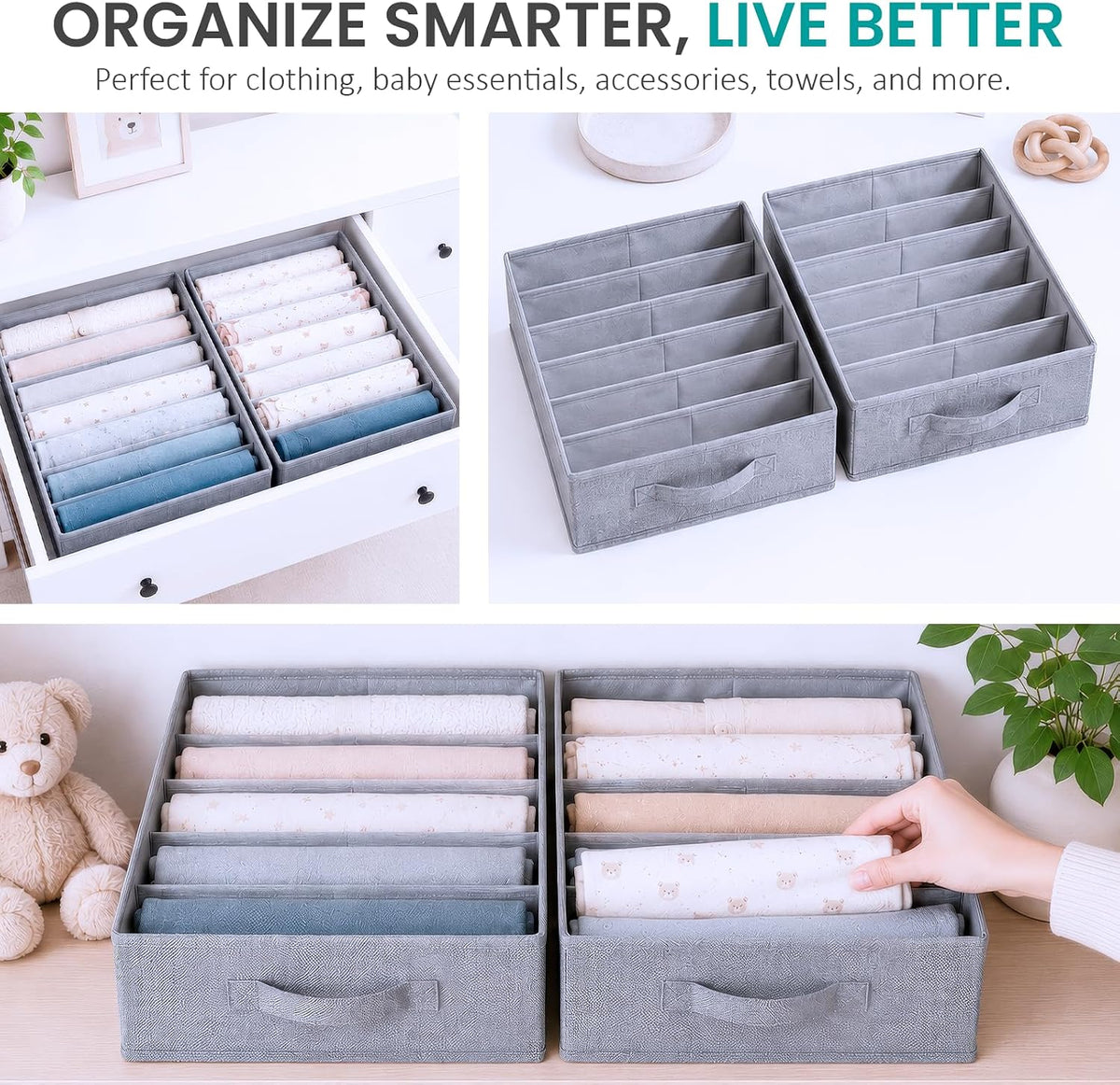 Drawer Organizer for Pax 100 Furniture, 4 Pack Fabric Closet Baskets