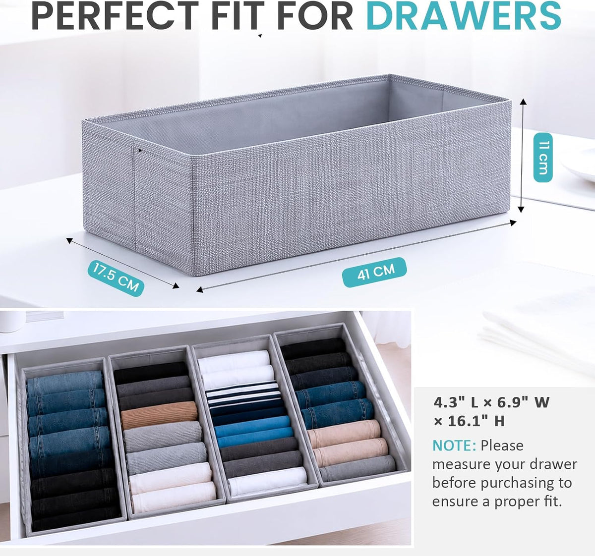 Drawer Organizer for Pax 100 Furniture, 4 Pack Fabric Closet Baskets