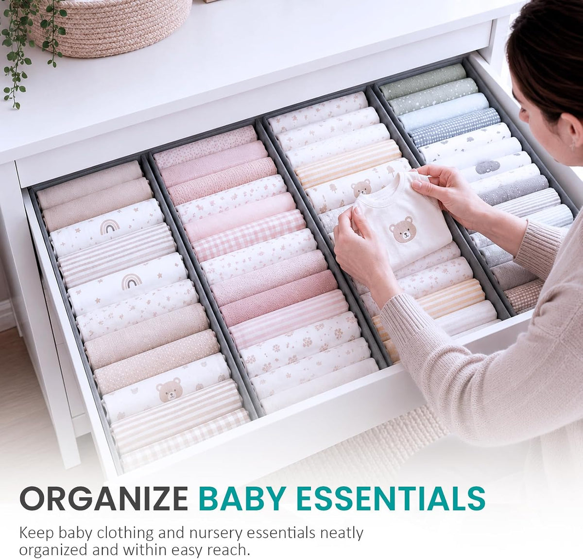 Drawer Organizer for Pax 100 Furniture, 4 Pack Fabric Closet Baskets