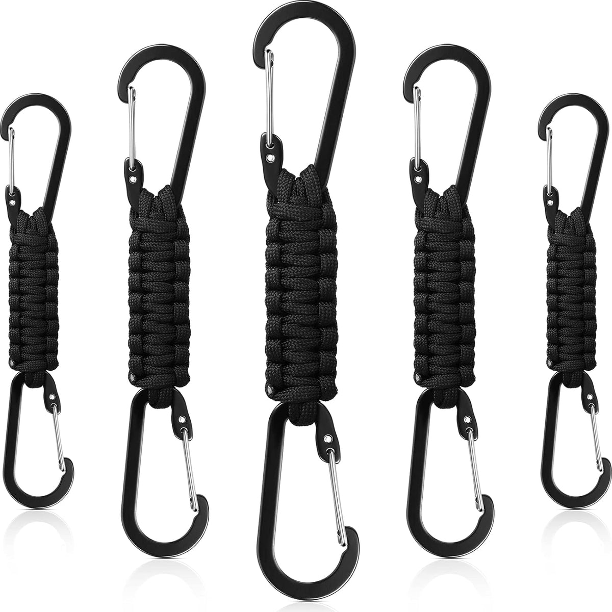 5 Pcs Paracord Keychain Carabiner Clip Braided Lanyard Water Bottle Clips Tactical Keychain Backpack Accessories