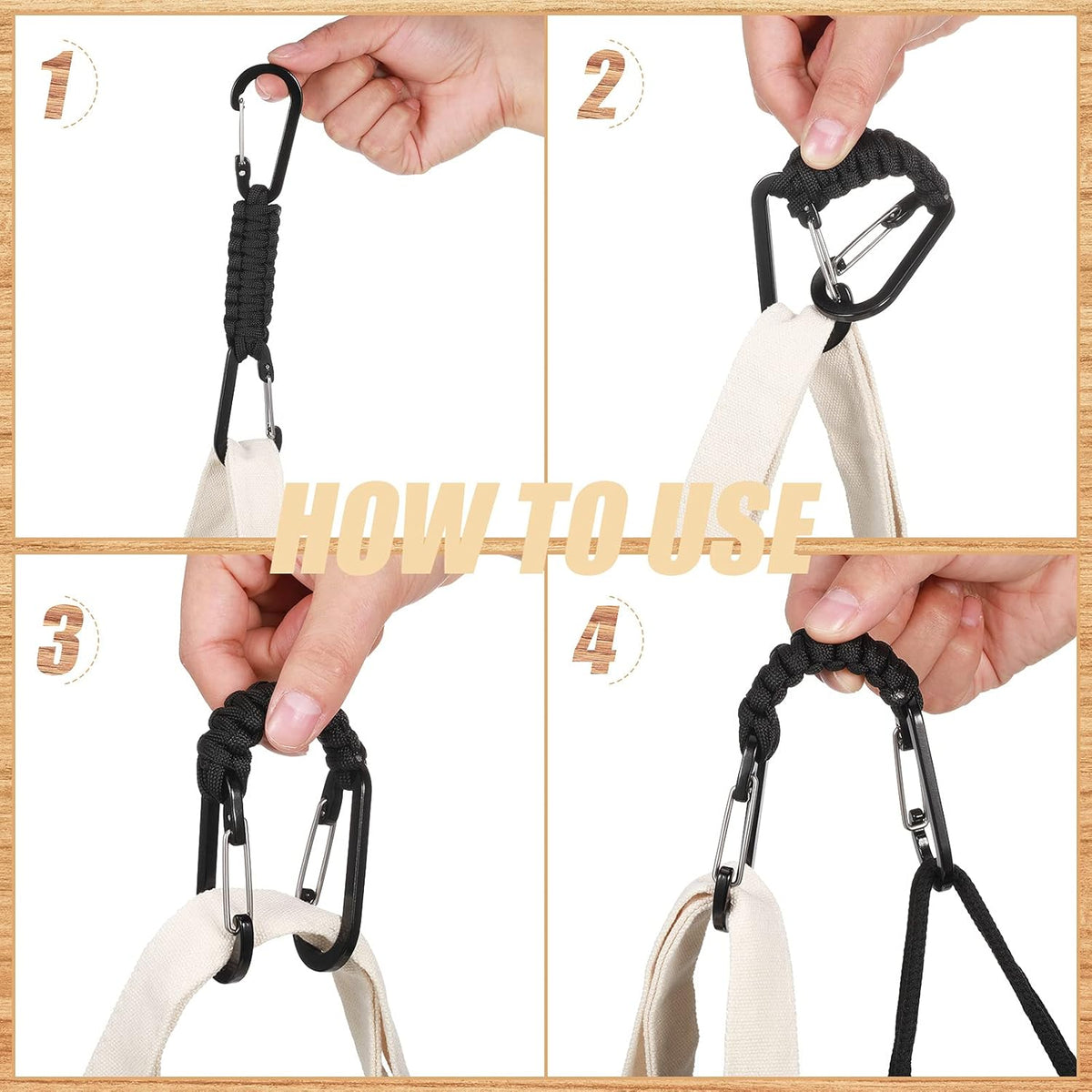 5 Pcs Paracord Keychain Carabiner Clip Braided Lanyard Water Bottle Clips Tactical Keychain Backpack Accessories