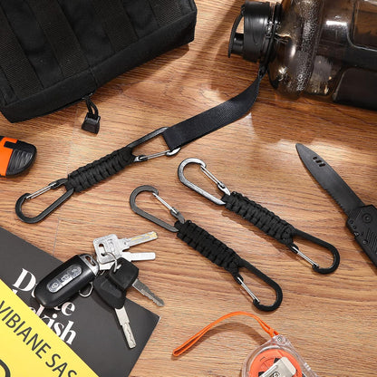 5 Pcs Paracord Keychain Carabiner Clip Braided Lanyard Water Bottle Clips Tactical Keychain Backpack Accessories