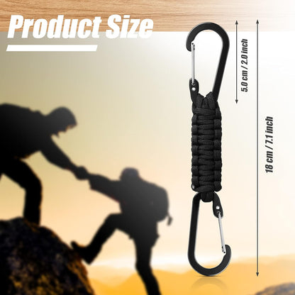 5 Pcs Paracord Keychain Carabiner Clip Braided Lanyard Water Bottle Clips Tactical Keychain Backpack Accessories