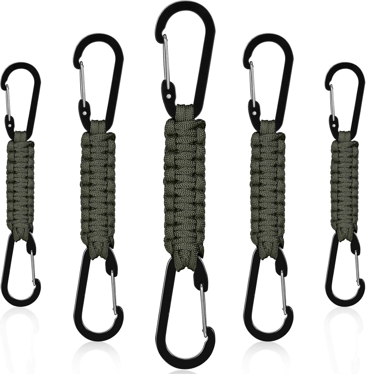 5 Pcs Paracord Keychain Carabiner Clip Braided Lanyard Water Bottle Clips Tactical Keychain Backpack Accessories