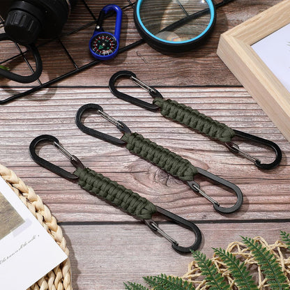 5 Pcs Paracord Keychain Carabiner Clip Braided Lanyard Water Bottle Clips Tactical Keychain Backpack Accessories