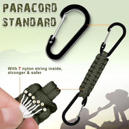5 Pcs Paracord Keychain Carabiner Clip Braided Lanyard Water Bottle Clips Tactical Keychain Backpack Accessories