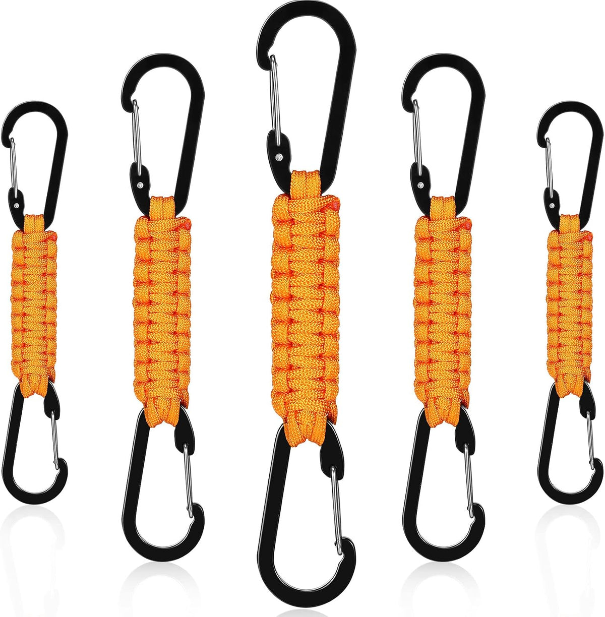 5 Pcs Paracord Keychain Carabiner Clip Braided Lanyard Water Bottle Clips Tactical Keychain Backpack Accessories