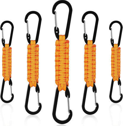 5 Pcs Paracord Keychain Carabiner Clip Braided Lanyard Water Bottle Clips Tactical Keychain Backpack Accessories