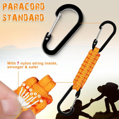 5 Pcs Paracord Keychain Carabiner Clip Braided Lanyard Water Bottle Clips Tactical Keychain Backpack Accessories