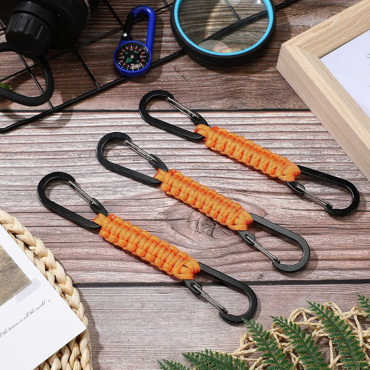 5 Pcs Paracord Keychain Carabiner Clip Braided Lanyard Water Bottle Clips Tactical Keychain Backpack Accessories