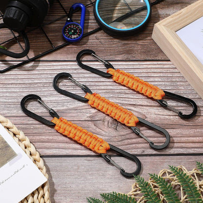 5 Pcs Paracord Keychain Carabiner Clip Braided Lanyard Water Bottle Clips Tactical Keychain Backpack Accessories