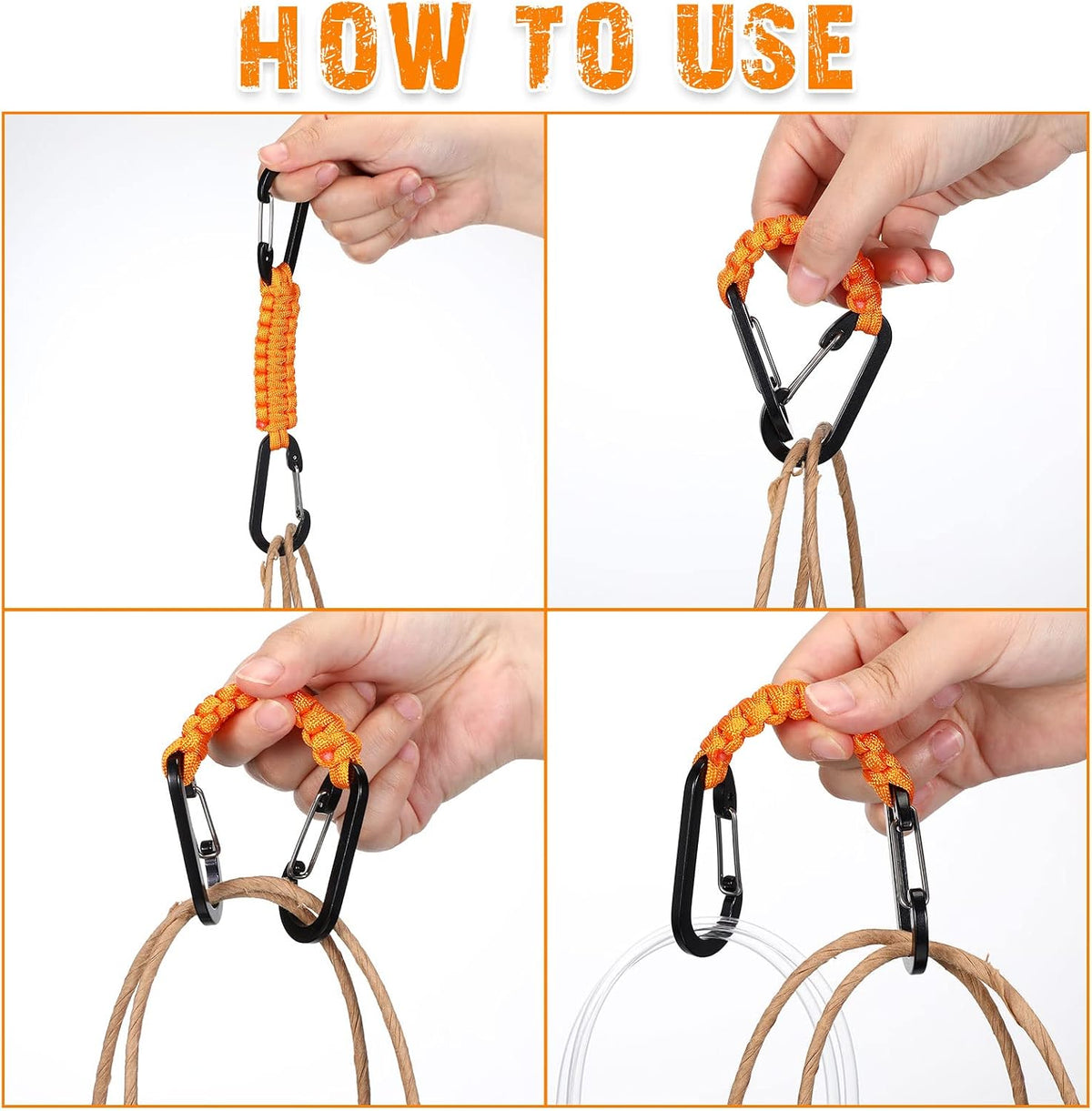 5 Pcs Paracord Keychain Carabiner Clip Braided Lanyard Water Bottle Clips Tactical Keychain Backpack Accessories