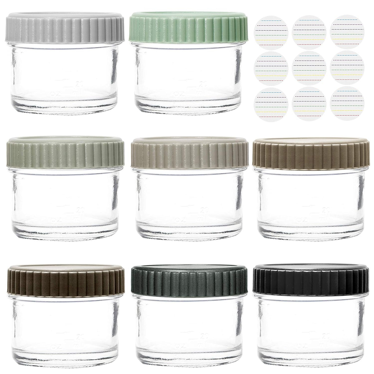 Glass Baby Food Storage - 4 Ounce Stackable Baby Food Containers with Airtight Lids, 8 Urban Colors (8 Sets)
