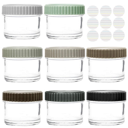 Glass Baby Food Storage - 4 Ounce Stackable Baby Food Containers with Airtight Lids, 8 Urban Colors (8 Sets)