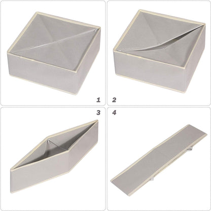 Foldable Cloth Storage Box Closet Dresser Drawer Organizer Fabric Baskets Bins Containers Divider for Clothes Underwear Bras Socks Clothing,Set of 4 Grey 400