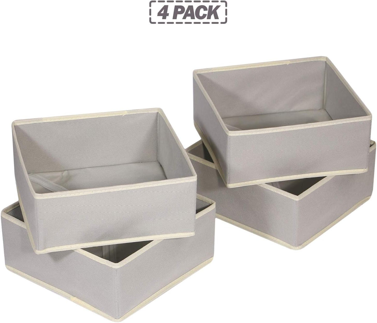 Foldable Cloth Storage Box Closet Dresser Drawer Organizer Fabric Baskets Bins Containers Divider for Clothes Underwear Bras Socks Clothing,Set of 4 Grey 400
