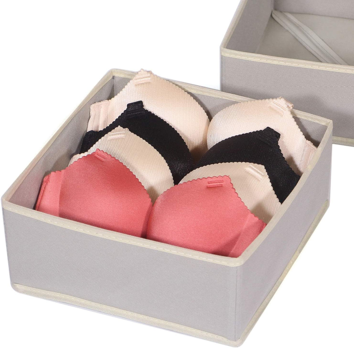 Foldable Cloth Storage Box Closet Dresser Drawer Organizer Fabric Baskets Bins Containers Divider for Clothes Underwear Bras Socks Clothing,Set of 4 Grey 400