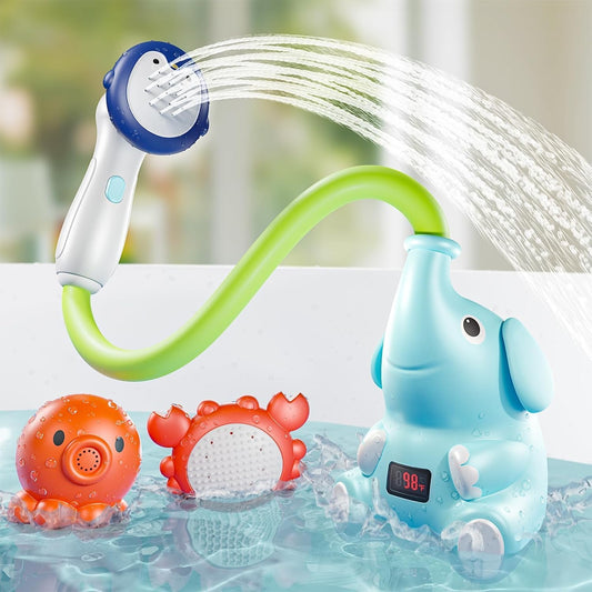 Baby Bath Toys Shower Head Sprayer with Water Thermometer for New Borns, Toddlers and Kids | Baby Accessories, and Essentials in Bathtub or Sink | Shampoo Bath Rinser | USB Rechargeable-V2