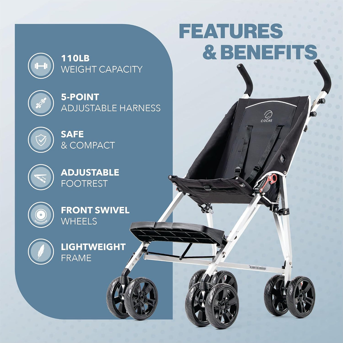 XL Special Needs Stroller, Disability Stroller for Older Child, Larger Size Pushchair, Easy Folding System, Lightweight Aluminum Frame (Pink)