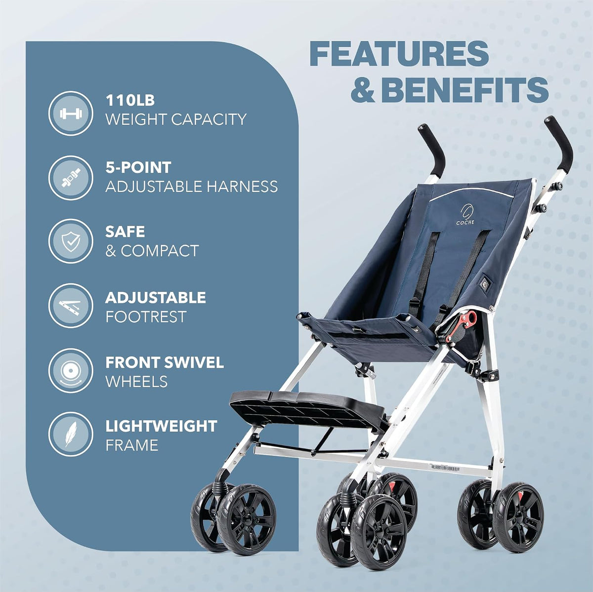 XL Special Needs Stroller, Disability Stroller for Older Child, Larger Size Pushchair, Easy Folding System, Lightweight Aluminum Frame (Pink)