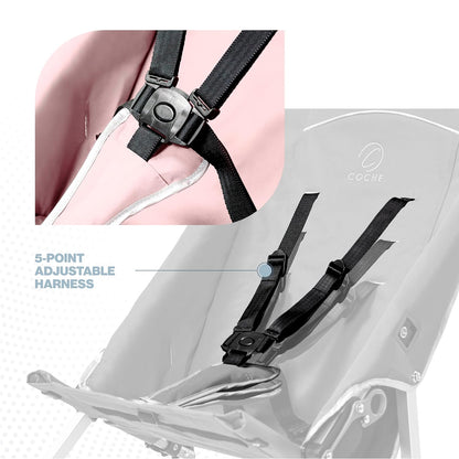 XL Special Needs Stroller, Disability Stroller for Older Child, Larger Size Pushchair, Easy Folding System, Lightweight Aluminum Frame (Pink)
