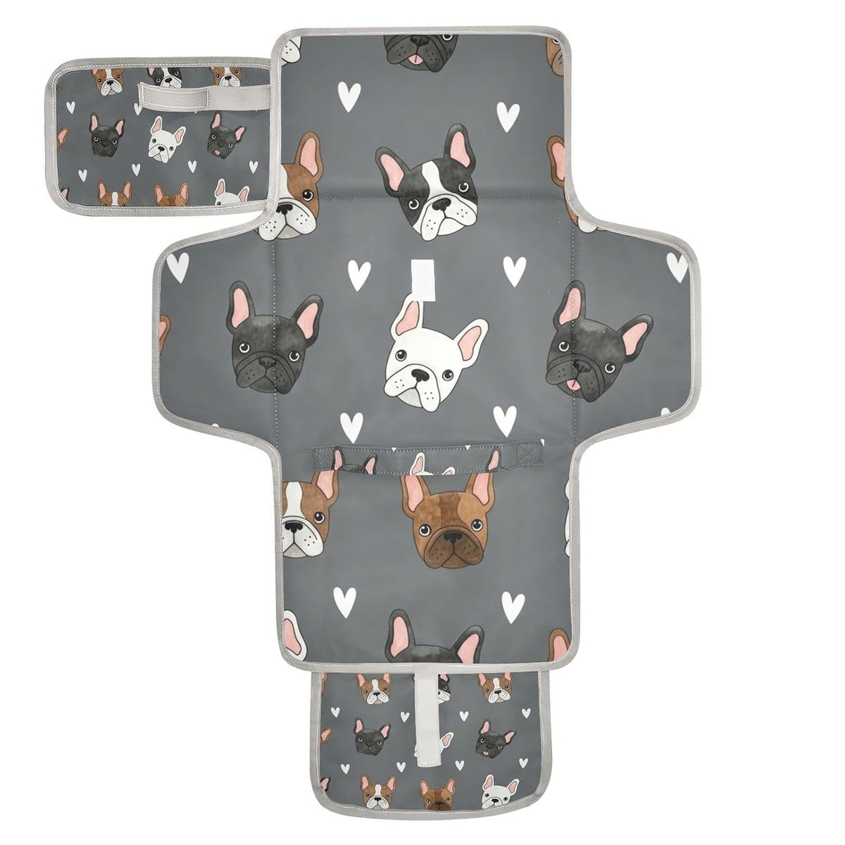 Pets Hearts Print Portable Diaper Changing Pad for Outing
