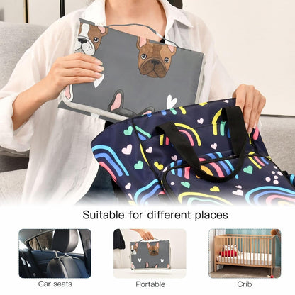 Pets Hearts Print Portable Diaper Changing Pad for Outing