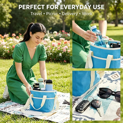 Drink Carrier Bag for 4 Cups, Water Bottle Holder with Adjustable Strap, Reusable Drink Holder Bag, Portable Beverage Caddy Tote for Coffee, Picnic, Office, Travel