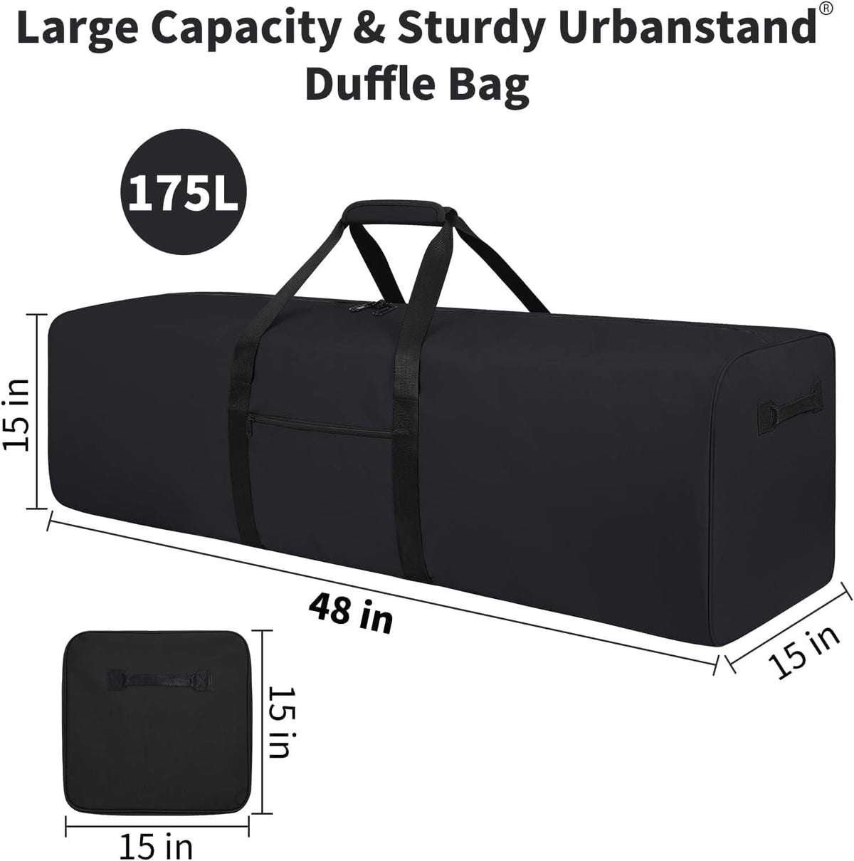 52 inch Foldable Duffel Lock Zipper Travel Camp, Black