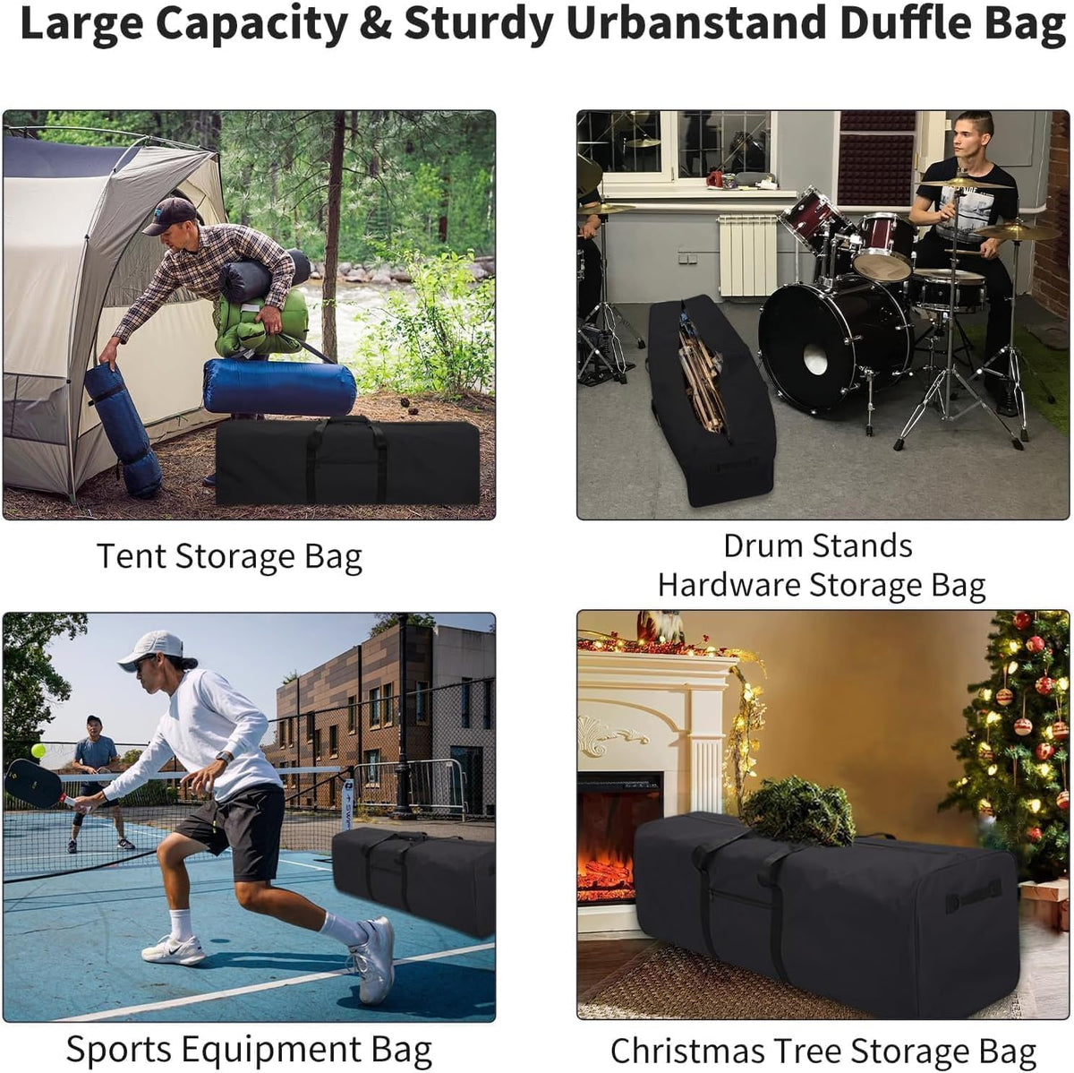 52 inch Foldable Duffel Lock Zipper Travel Camp, Black
