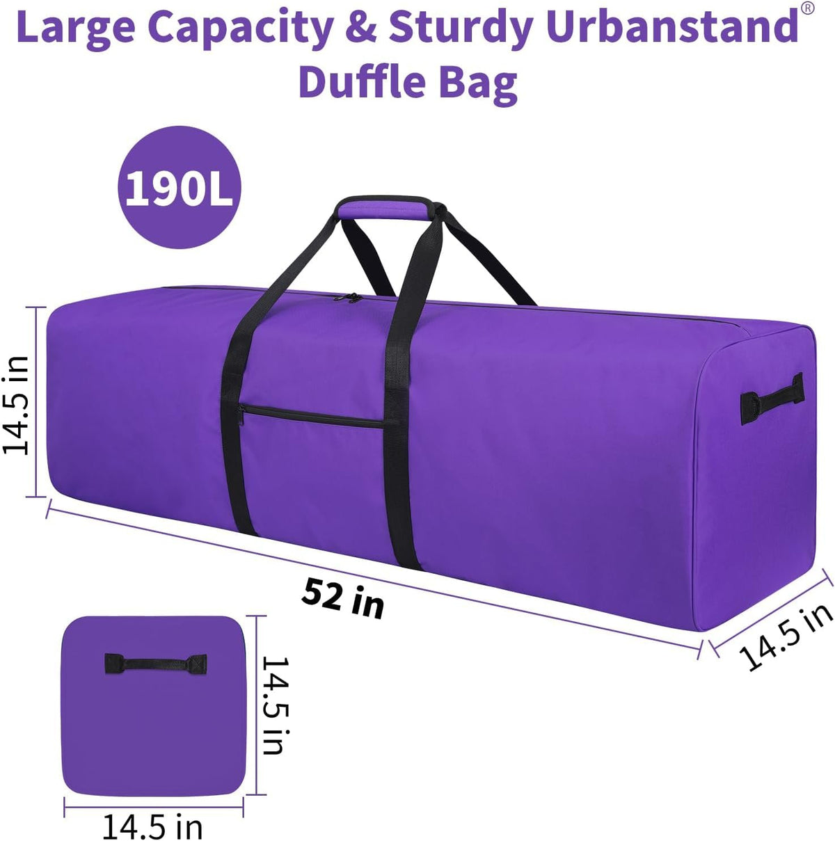 52 inch Foldable Duffel Lock Zipper Travel Camp, Black