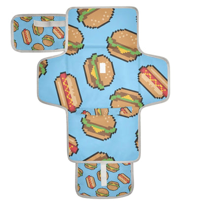 Hamburger Hotdog Print Portable Diaper Changing Pad Nursery