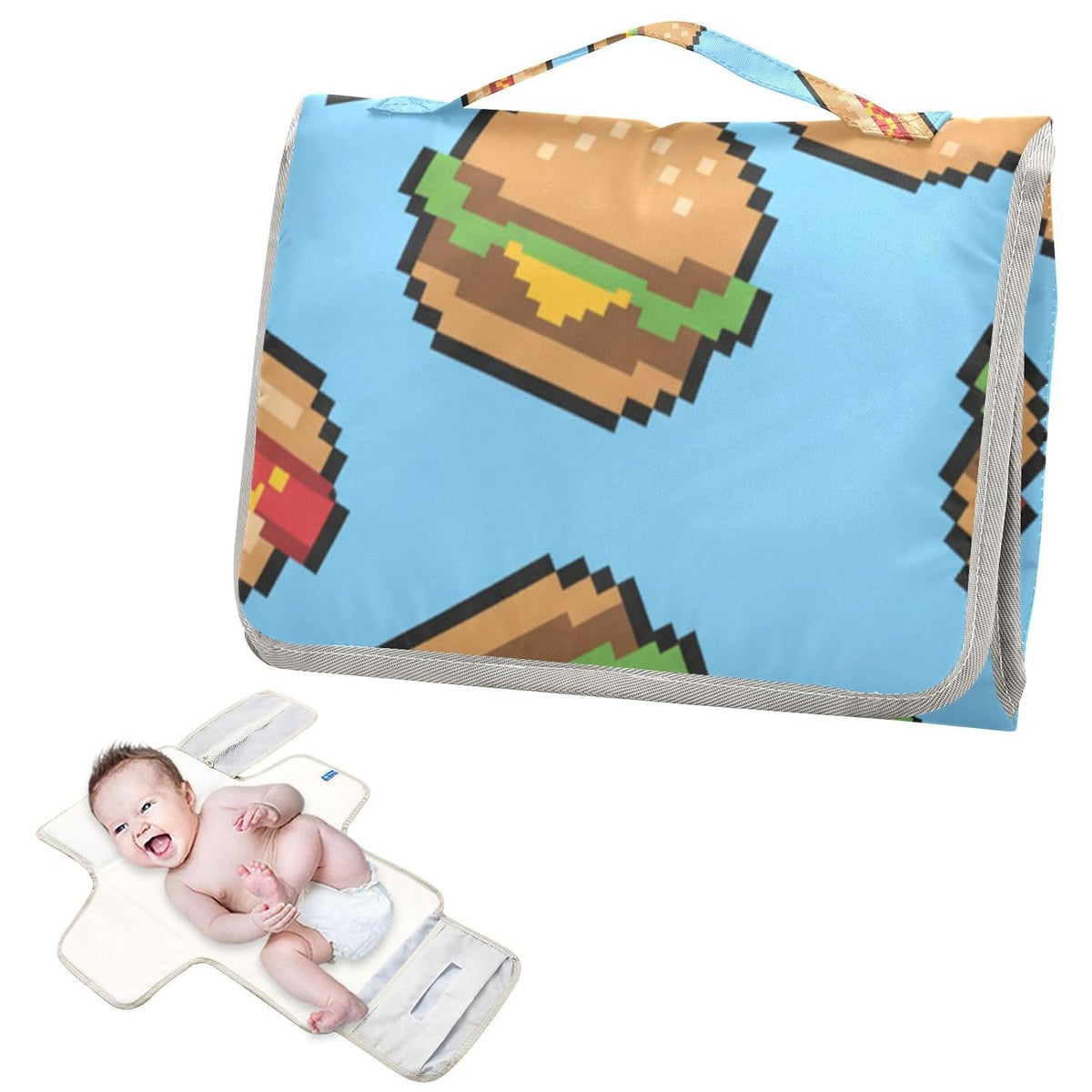 Hamburger Hotdog Print Portable Diaper Changing Pad Nursery