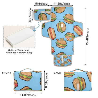 Hamburger Hotdog Print Portable Diaper Changing Pad Nursery