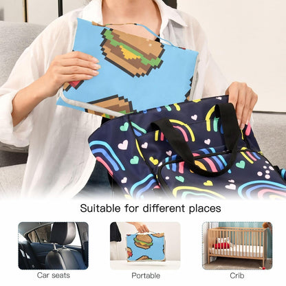 Hamburger Hotdog Print Portable Diaper Changing Pad Nursery