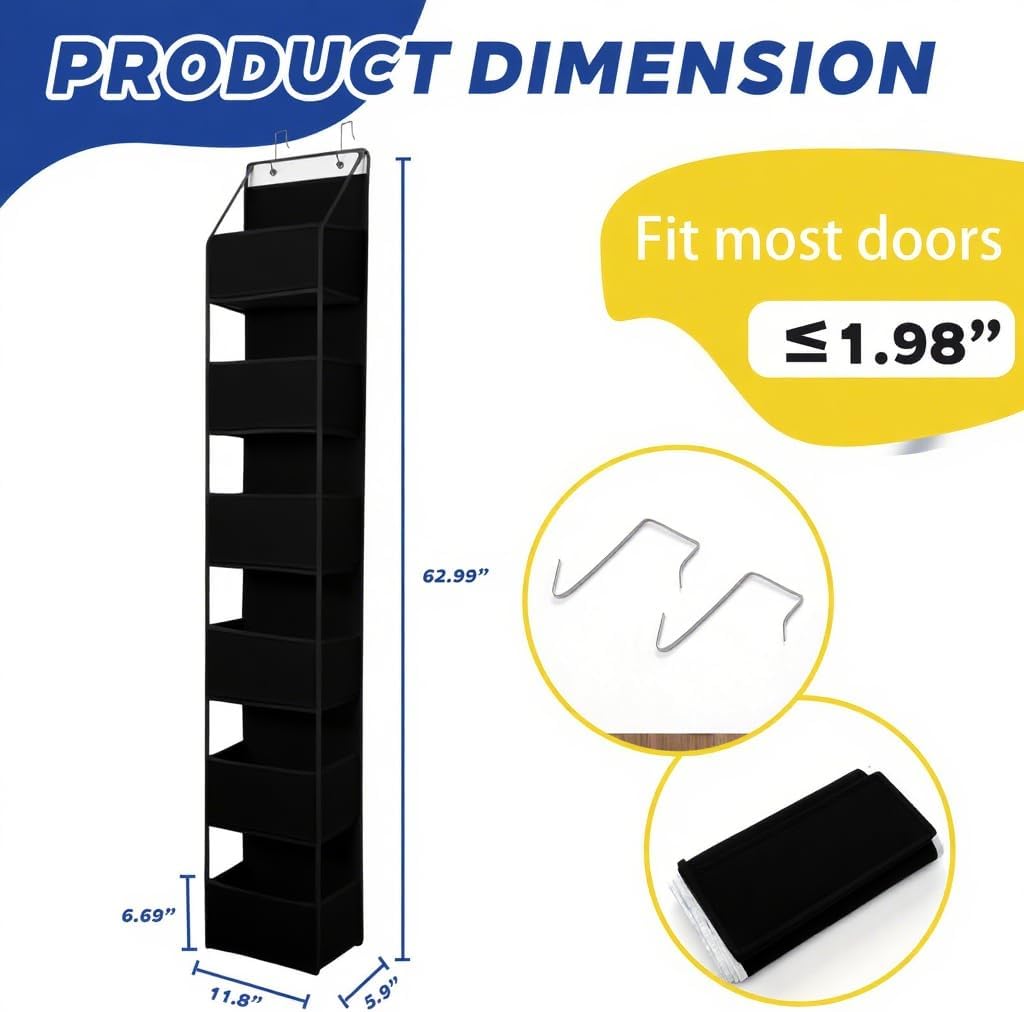 6-Tier Over The Door Hanging Organizer - Multi-Purpose Closet Storage Shelf for Bathroom, Bedroom, Nursery, Pantry(White)