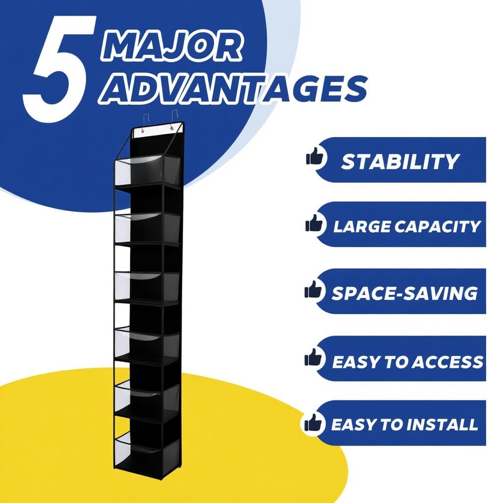 6-Tier Over The Door Hanging Organizer - Multi-Purpose Closet Storage Shelf for Bathroom, Bedroom, Nursery, Pantry(White)