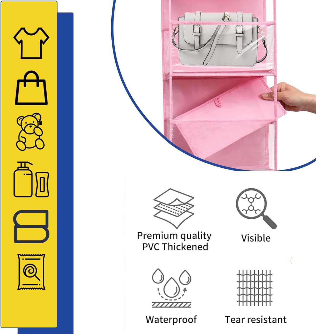 6-Tier Over The Door Hanging Organizer - Multi-Purpose Closet Storage Shelf for Bathroom, Bedroom, Nursery, Pantry(White)