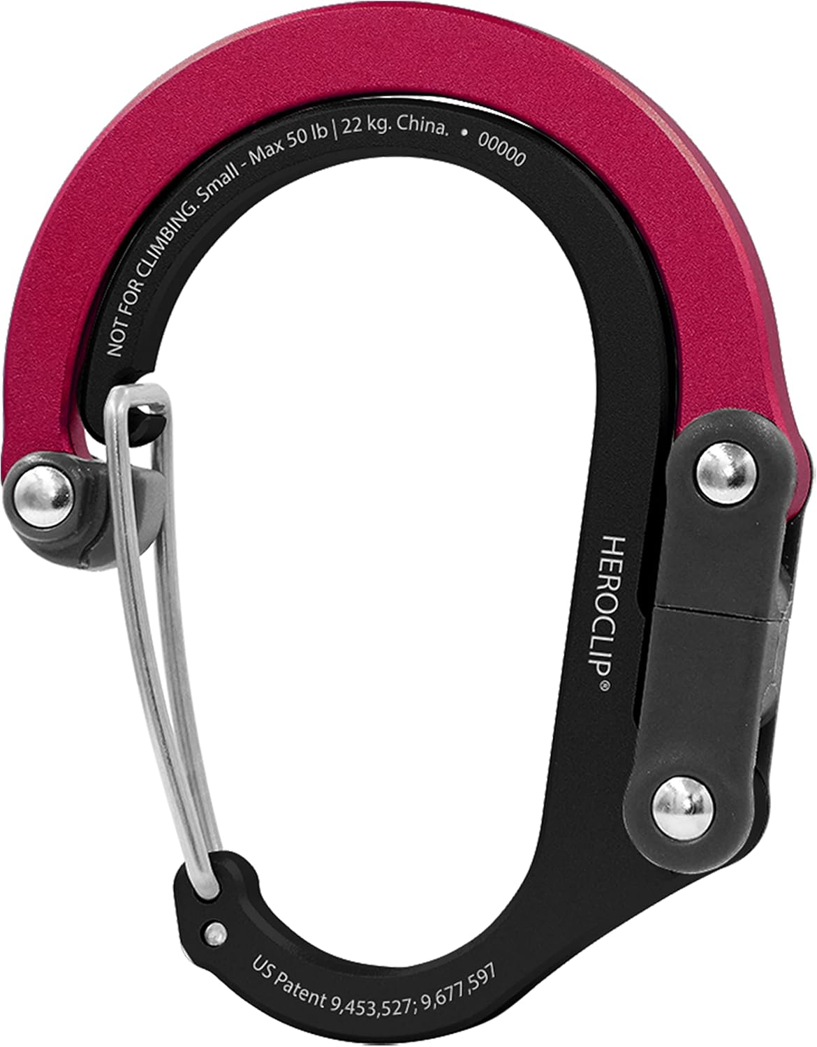 HEROCLIP (Small) Carabiner Gear Clip and Hook, for Hanging Bags, Purses, Lanterns, Strollers, Tools, Helmets, Water Bottles, and More