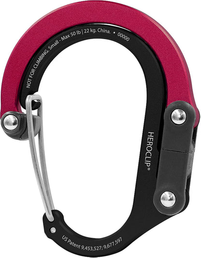 HEROCLIP (Small) Carabiner Gear Clip and Hook, for Hanging Bags, Purses, Lanterns, Strollers, Tools, Helmets, Water Bottles, and More
