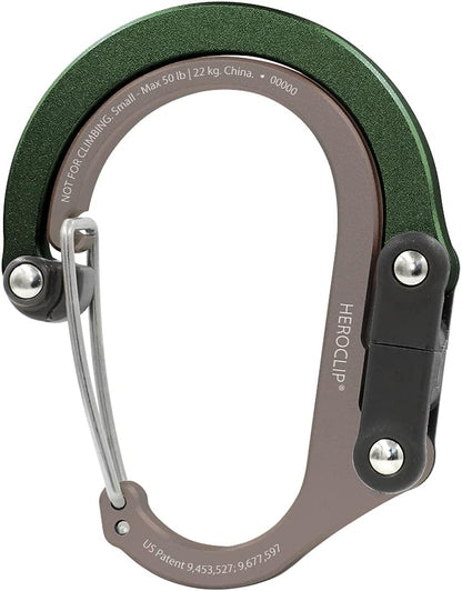HEROCLIP (Small) Carabiner Gear Clip and Hook, for Hanging Bags, Purses, Lanterns, Strollers, Tools, Helmets, Water Bottles, and More