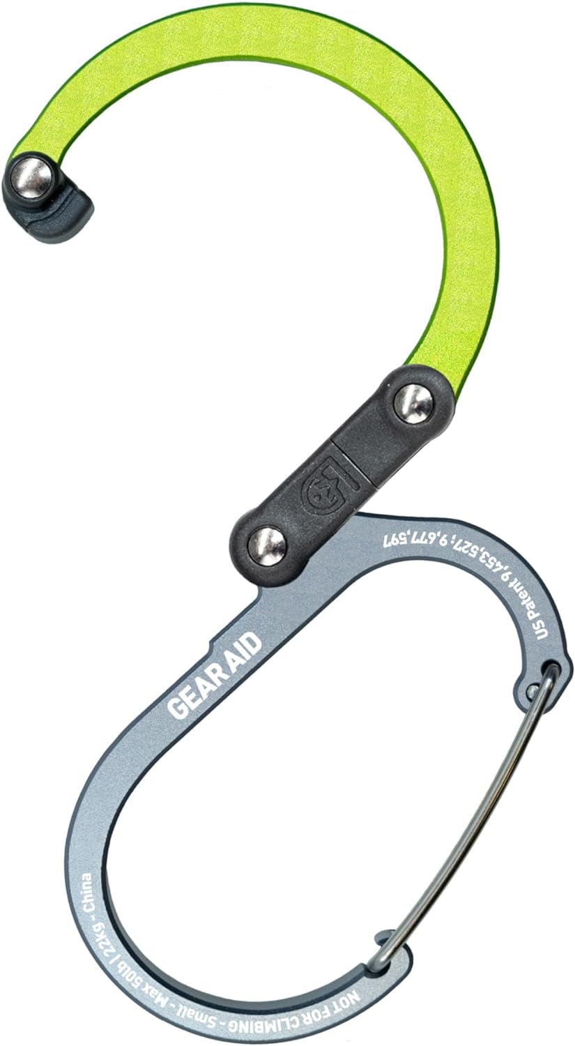HEROCLIP (Small) Carabiner Gear Clip and Hook, for Hanging Bags, Purses, Lanterns, Strollers, Tools, Helmets, Water Bottles, and More