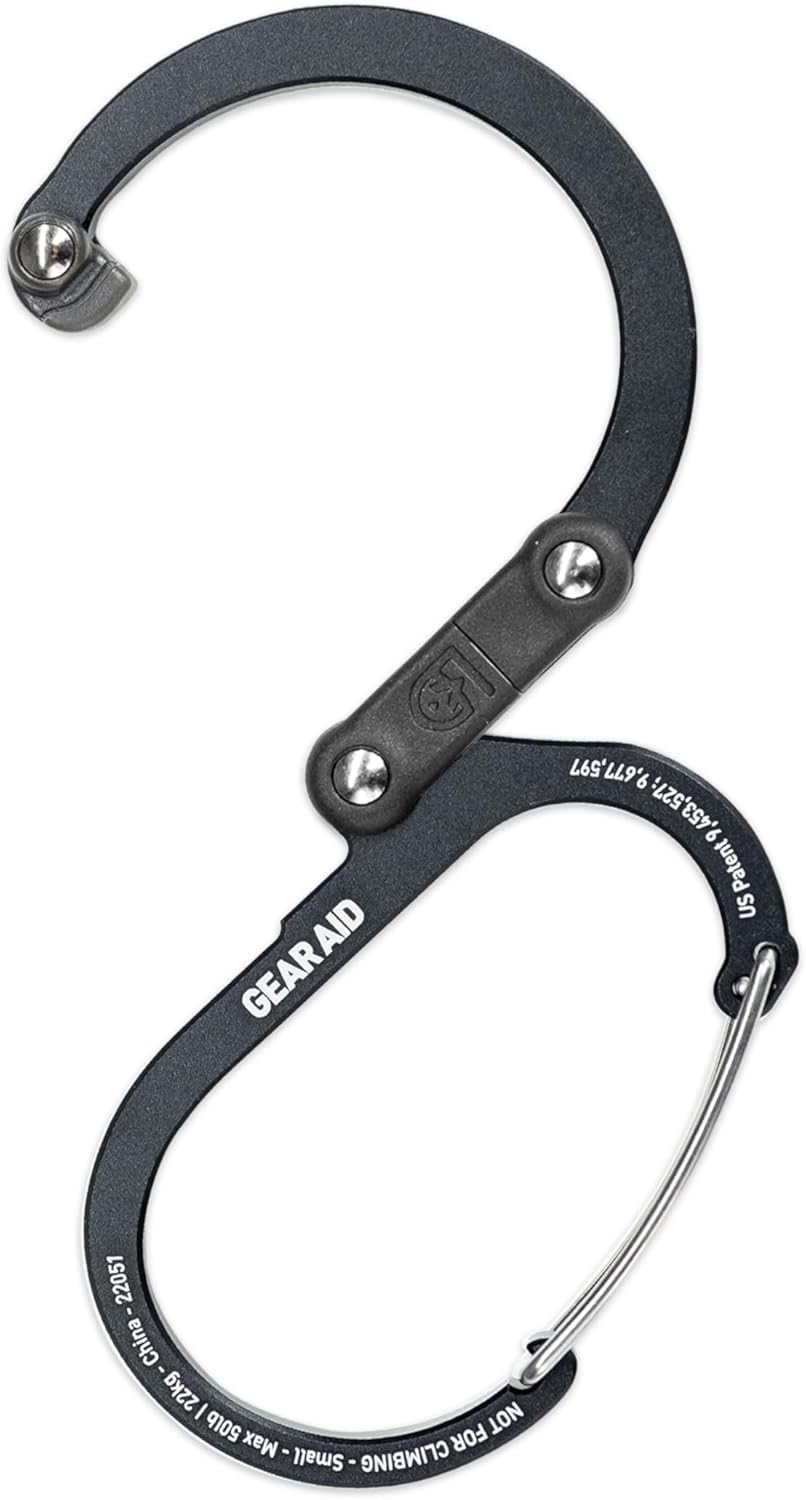 HEROCLIP (Small) Carabiner Gear Clip and Hook, for Hanging Bags, Purses, Lanterns, Strollers, Tools, Helmets, Water Bottles, and More