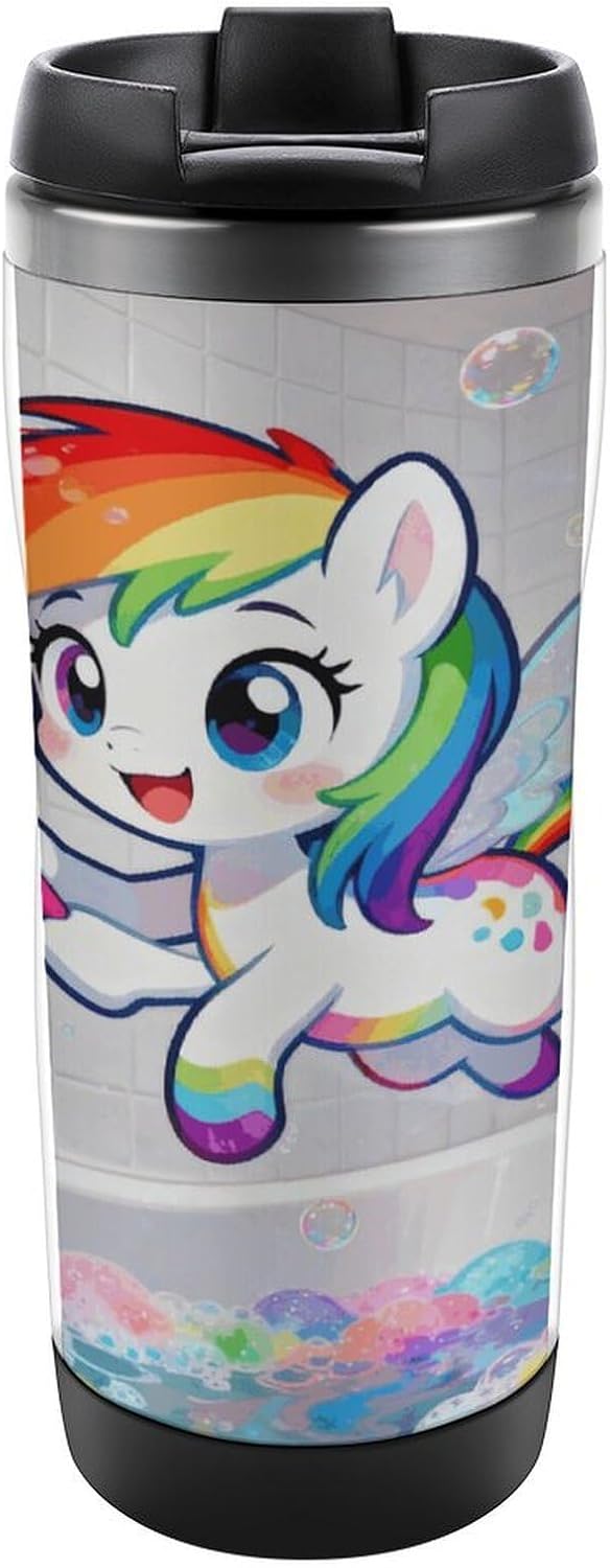 13oz Insulated Travel Coffee Mug Reusable Coffee Cup Water Bottle | Rainbow Wash Travel Mug with Leak Proof Lid Double Wall Stainless Steel Coffee Tumbler Personalized Gift