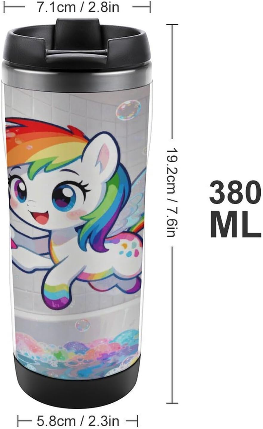 13oz Insulated Travel Coffee Mug Reusable Coffee Cup Water Bottle | Rainbow Wash Travel Mug with Leak Proof Lid Double Wall Stainless Steel Coffee Tumbler Personalized Gift
