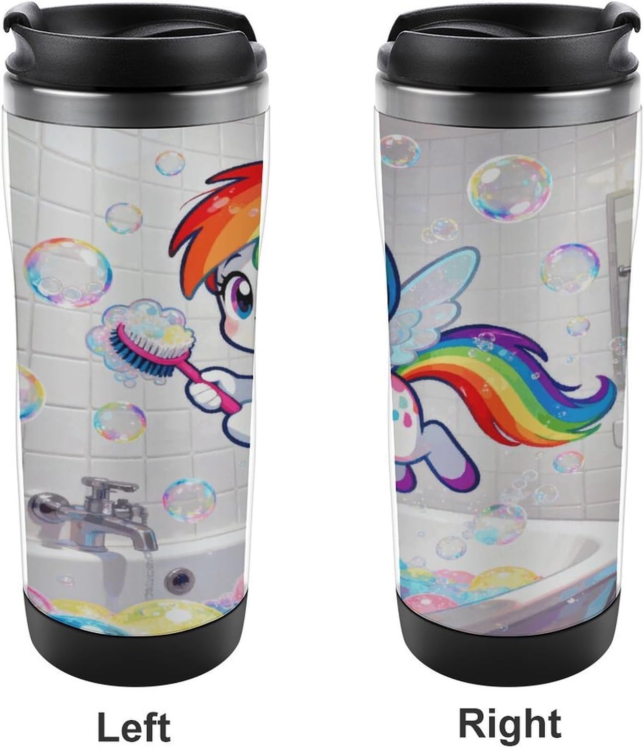 13oz Insulated Travel Coffee Mug Reusable Coffee Cup Water Bottle | Rainbow Wash Travel Mug with Leak Proof Lid Double Wall Stainless Steel Coffee Tumbler Personalized Gift